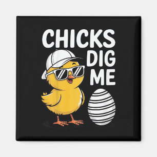 Kids Chicks Dig Me Happy Easter Boys Magnet