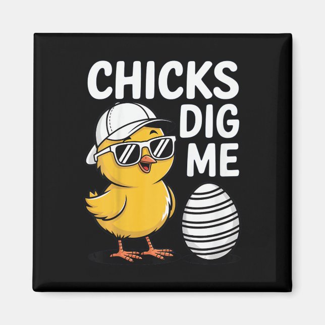 Kids Chicks Dig Me Happy Easter Boys  Magnet (Front)