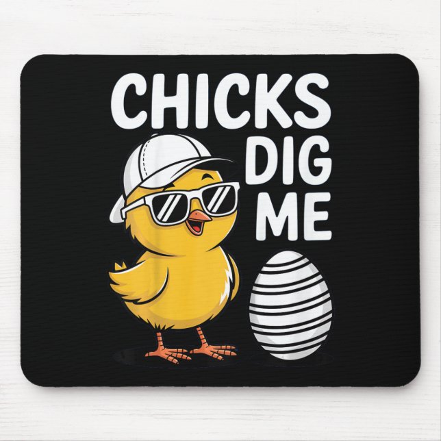 Kids Chicks Dig Me Happy Easter Boys  Mouse Pad (Front)