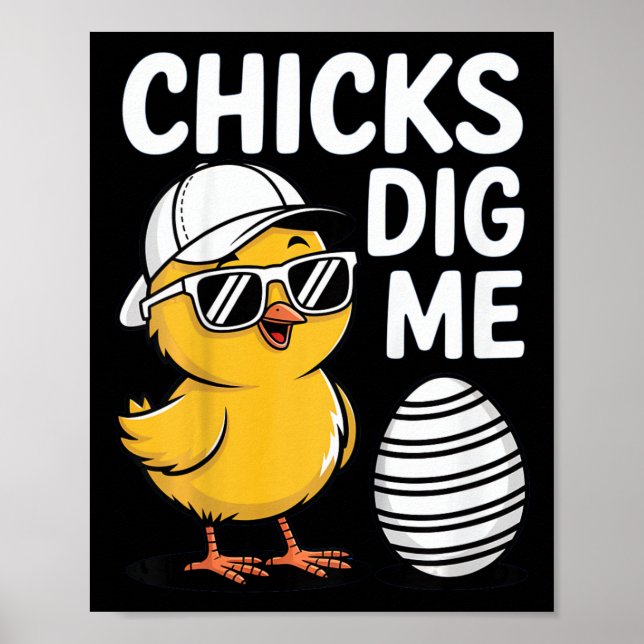 Kids Chicks Dig Me Happy Easter Boys  Poster (Front)