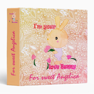 Kids childish bunny toy flowers cute fun cartoon binder