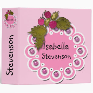 Kids childish fun pink cute girls girl pearl flora binder