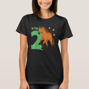Kids Children 2nd Birthday Horse Two Years Old Rid T-Shirt