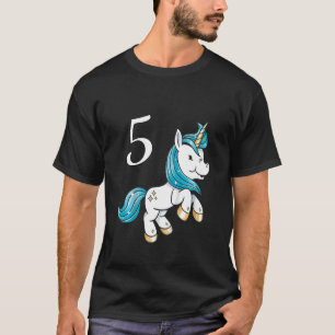 Kids Children's 5th Birthday Girl 5 Years Unicorn T-Shirt