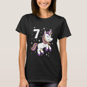 Kids Children's 7th Birthday Girl 7 Years Unicorn  T-Shirt