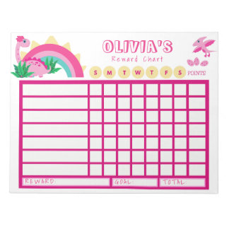 Kids Chore Chart, Personalized Dinosaur Chart Notepad