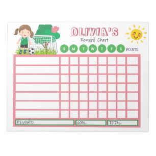 Kids Chore Chart, Personalized Soccer Chart  Notepad