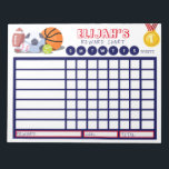 Kids Chore Chart, Personalized Sports Chart Notepad<br><div class="desc">Encourage Positive Behaviour with an Action-Packed Reward Chart!

Make tracking tasks fun and engaging for your child with this sport-themed sticker reward chart. Easily personalize it with your child's name.</div>
