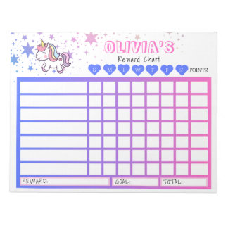 Kids Chore Chart, Personalized Unicorn Chart Notepad