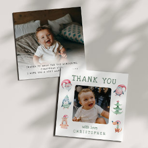Kids Christmas 2 Photo Thank You Card