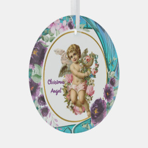 Kids Christmas Angel Purple Stained Glass Wreath G Ornament