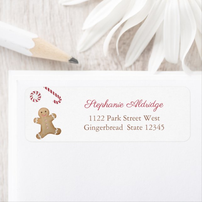 Kids Christmas Candy Gingerbread Return Address (Insitu)