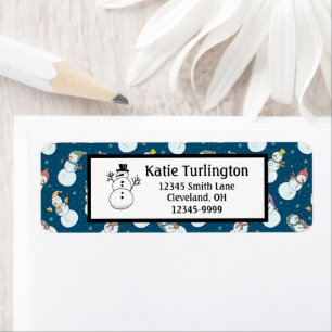 Kids Christmas Cute Snowman in Hats Return Address
