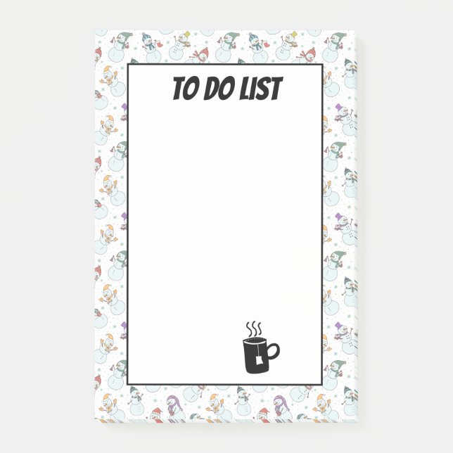 Kids Christmas Cute Snowman in Hats To Do List Post-it Notes (Front)