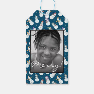 Kids Christmas Cute Snowman Personalized Photo Gift Tags