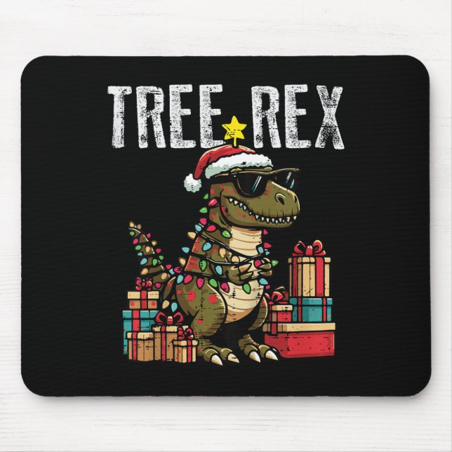 Kids Christmas Dinosaur Tree Rex Xmas Trex Toddler Mouse Pad (Front)