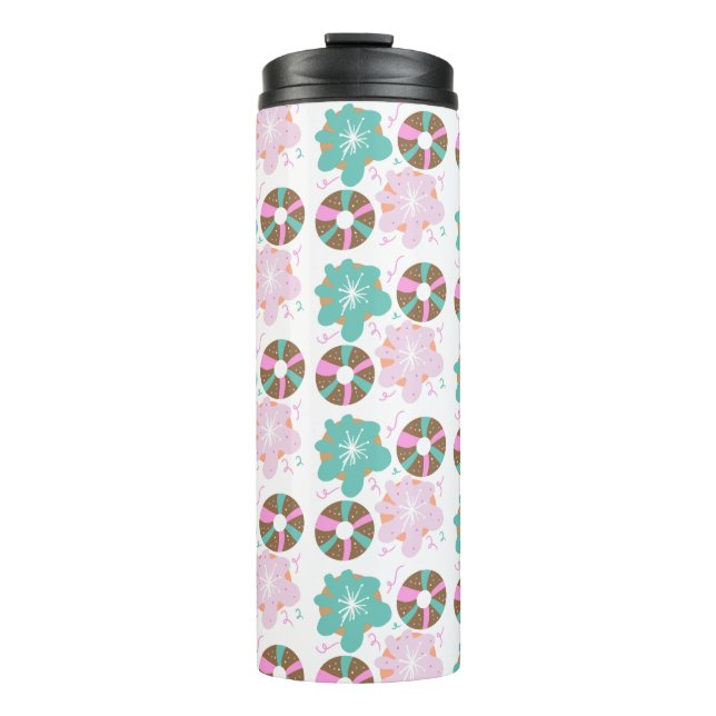 Kids Christmas Doughnuts Doodle Pink  Thermal Tumbler (Front)