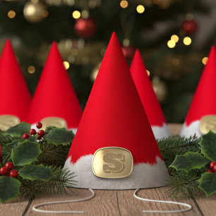 Kids Christmas Party Funny Red Elf Monogrammed Hat