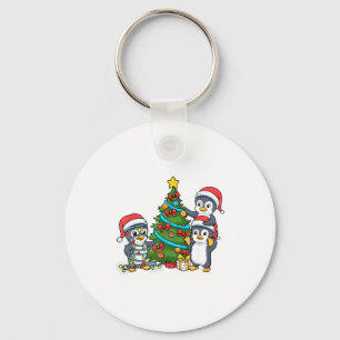 Kids Christmas Penguin Christmas Tree Lights Baubl Keychain