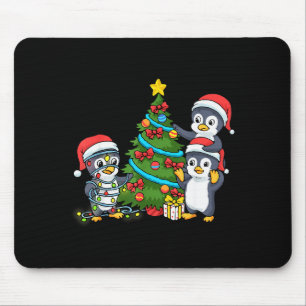 Kids Christmas Penguin Christmas Tree Lights Baubl Mouse Pad