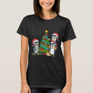 Kids Christmas Penguin Christmas Tree Lights Baubl T-Shirt