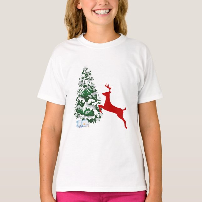 Kids Christmas Reindeer T-Shirt - Fun Holiday Shir (Devant)