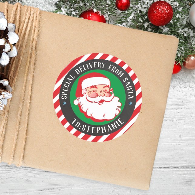 Kids Christmas Special Delivery From Santa  Classic Round Sticker (Creator Uploaded)