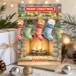 Kids Christmas Stocking Kittens Cozy Holiday Card