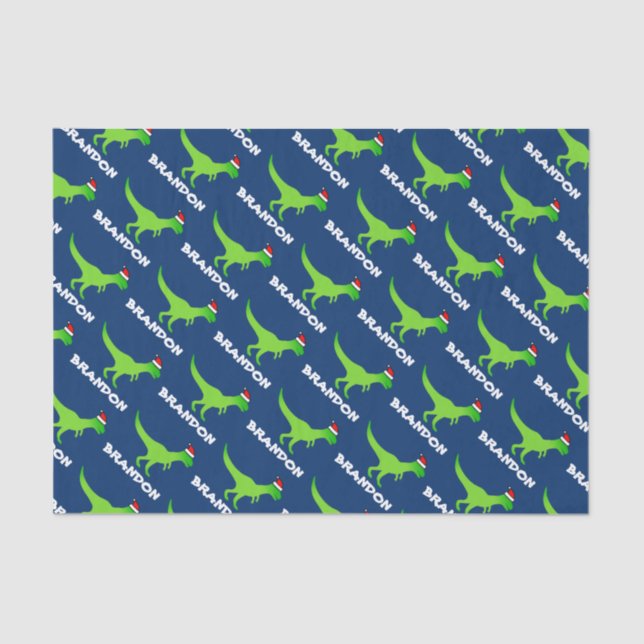 Kids' Christmas Tissue Paper with funny dinosaur (Front)