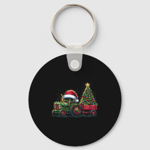 Kids Christmas Tractor Santa Xmas Farm Truck  Keychain