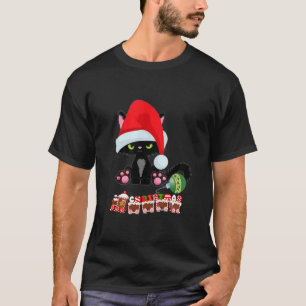 Kids Christmas Train Funny Black Cat With Red Chri T-Shirt
