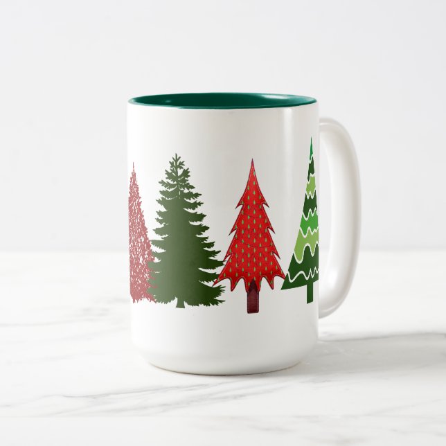 Kid's Christmas Trees Art Row Party Mug (Front Right)
