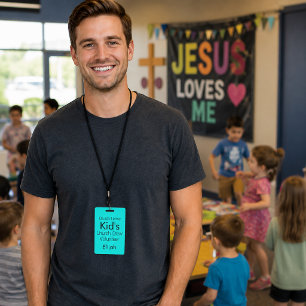 KIDS Church Crew Volunteer Christian Name Badge