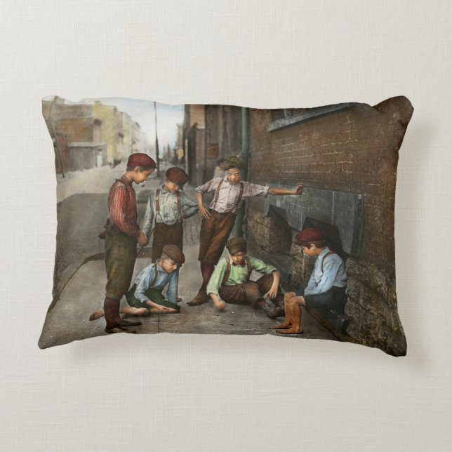 Kids - Cincinnati OH - A shady game 1908 Decorative Pillow (Back)