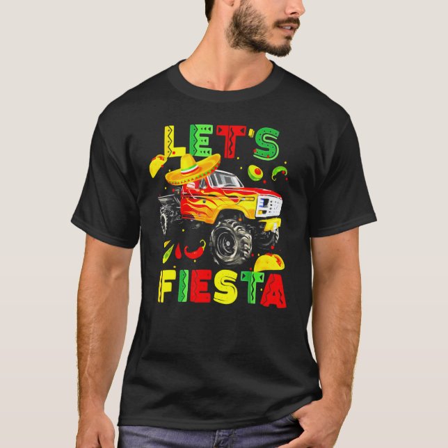 Kids Cinco De Mayo Let's Fiesta Dinosaur Rex Monst T-Shirt (Front)