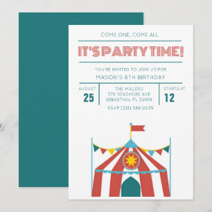 Kid's Circus Birthday Party Invitation