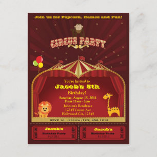 Kid's Circus Birthday Party Invites