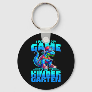 Kids Ck To School T-rex I Paused My Game To Go To  Keychain