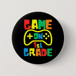 Kids Ck To School Video Game On Gamer First Grade  2 Inch Round Button