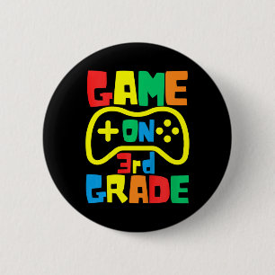 Kids Ck To School Video Game On Gamer Third Grade  2 Inch Round Button
