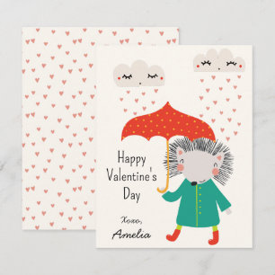 Kids Classroom Cute Hedgehog Valentine's Day Card