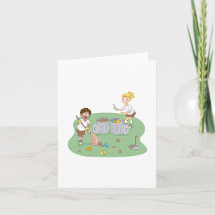 Kids Cleaning A Campsite Card