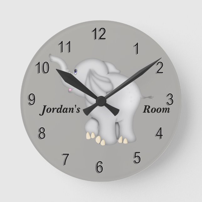 Kid's Clock Cute Baby Elephant (Front)