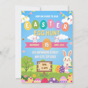 Kids Colorful Easter Egg Hunt Invitation