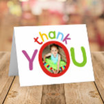 Kid's Colorful Photo Thank You Card<br><div class="desc">This bright, whimsical and fun thank you card design features space for one photo in the "O"of the "you." Additional color options as well as the collection of coordinating products are available in our shop, zazzle.com/doodlelulu*. Contact us if you need this design applied to a specific product to create your...</div>