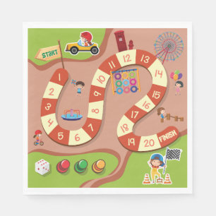 Kids Colorful Race Track Board Game Napkin