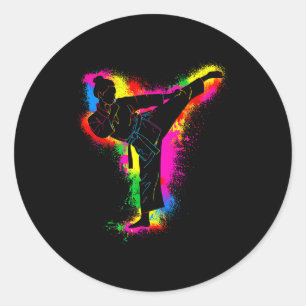 Kids Colorful Taekwondo Martial Arts Women Girl Ka Classic Round Sticker