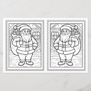 Kids Coloring Santa Paper Christmas Card Template