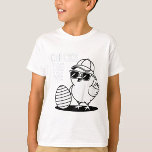 Kids Colour Me In Chicks Dig Me Happy Easter Boys T-Shirt