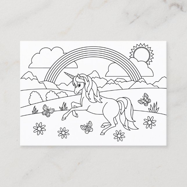 Kids Colour Me Unicorn Rainbow Business Card (Front)